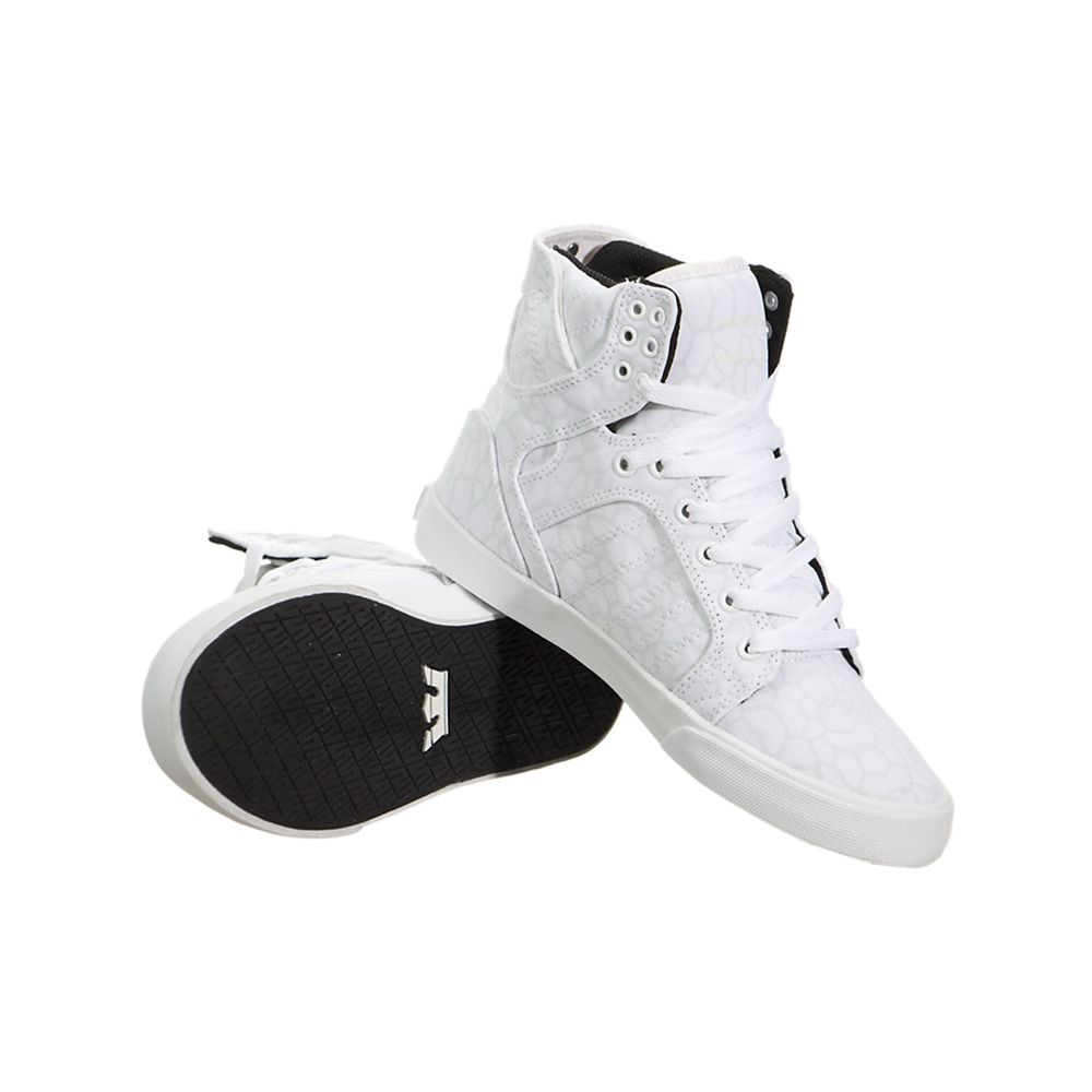 Baskets Montantes Supra SkyTop Blanche White/Cheetah-White Femme | WPZ-21673659